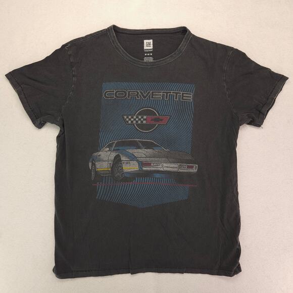 Corvette Casual Long Sleeve Crew Neck T-Shirt Adult Mens Size Medium M Black - Picture 2 of 9